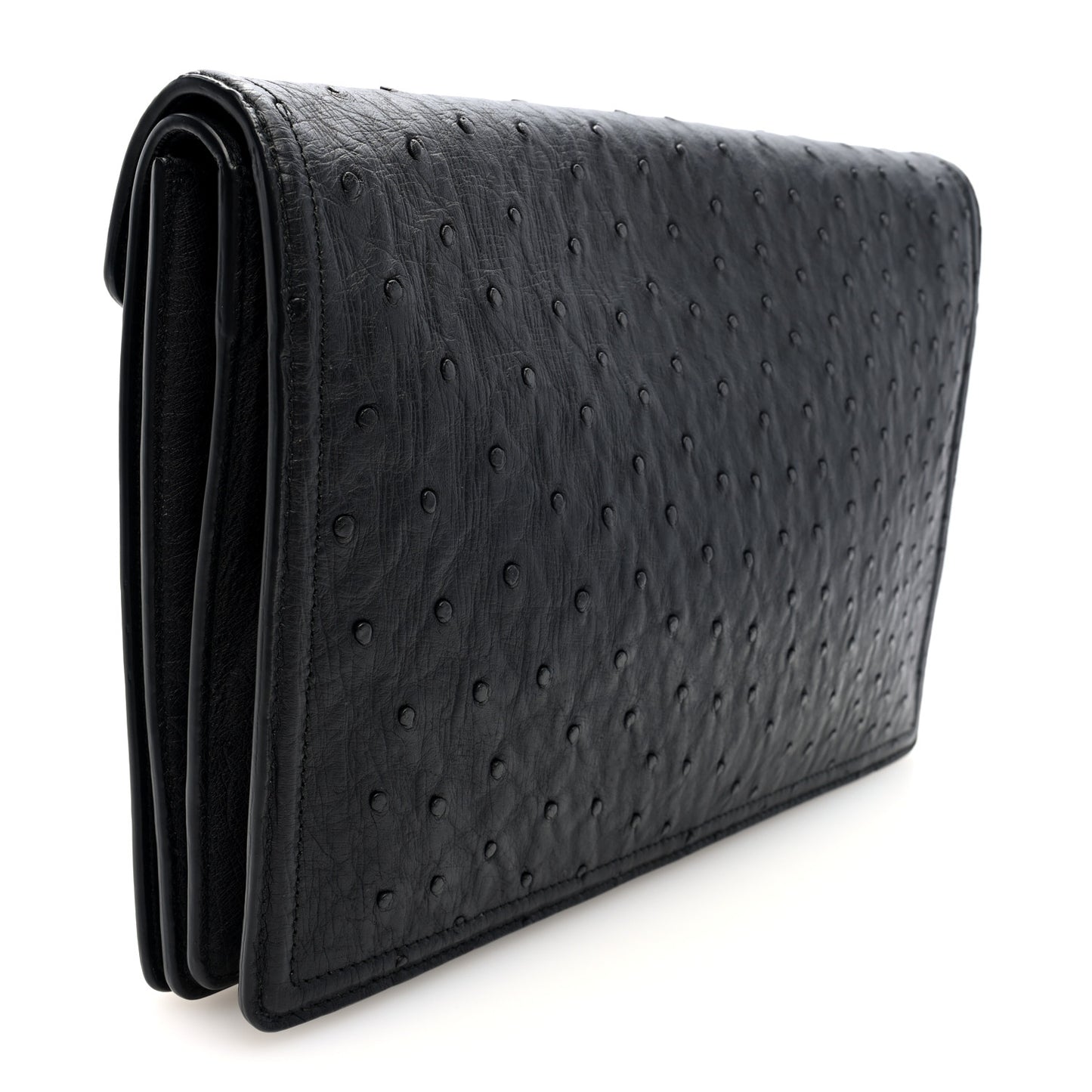 Ostrich Envelope Clutch Black