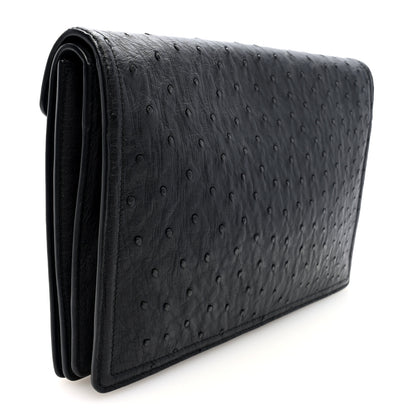 Bottega Veneta Ostrich Envelope Clutch Black 3 of 6