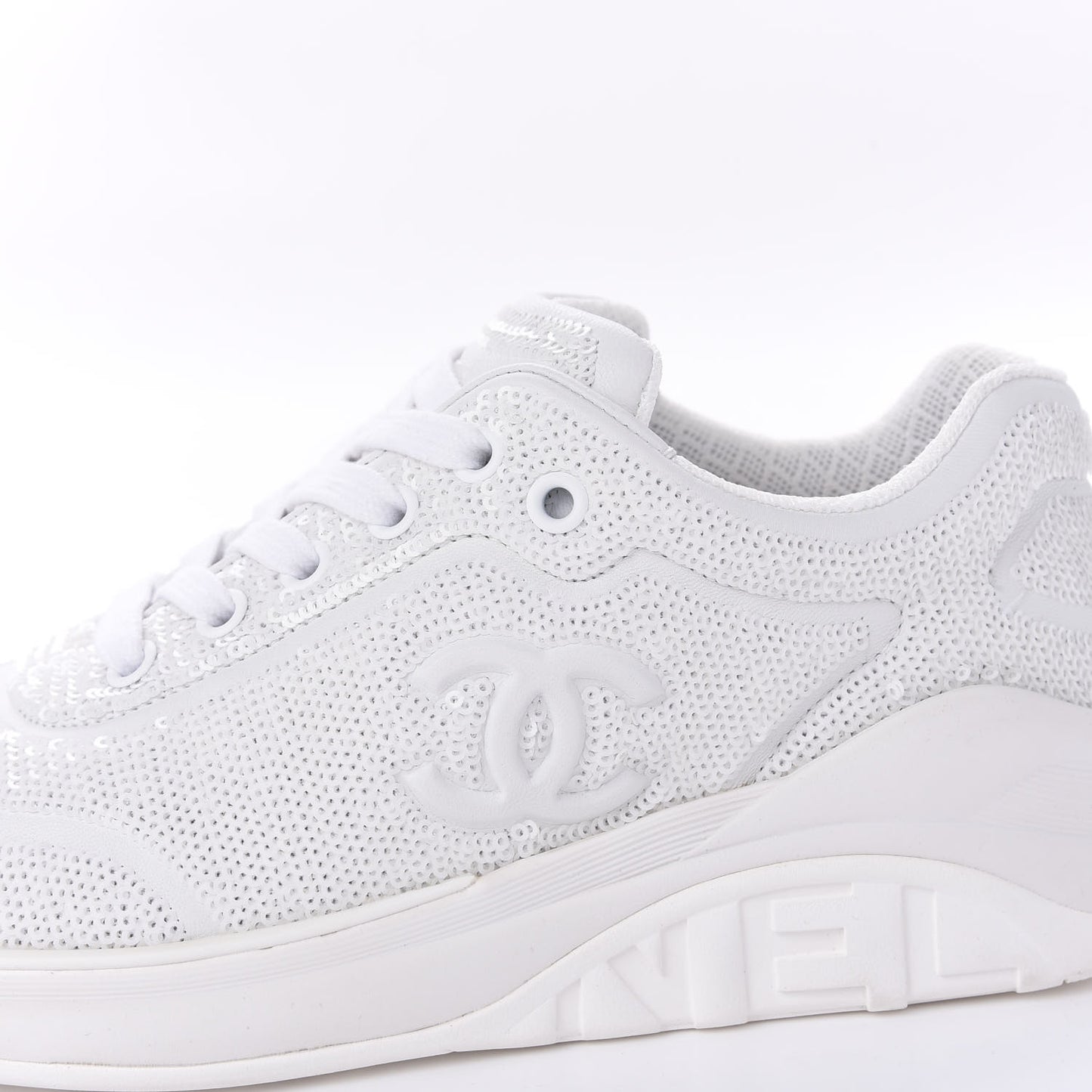 Sequin CC Sneakers 38.5 White