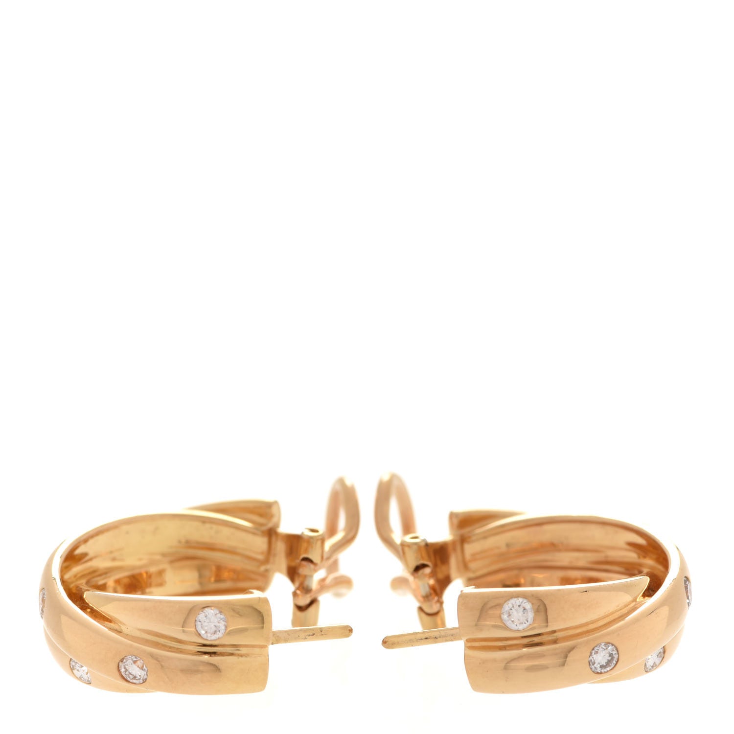 Cartier 18K Yellow Gold Diamond Trinity Hoop Earrings 3 of 4