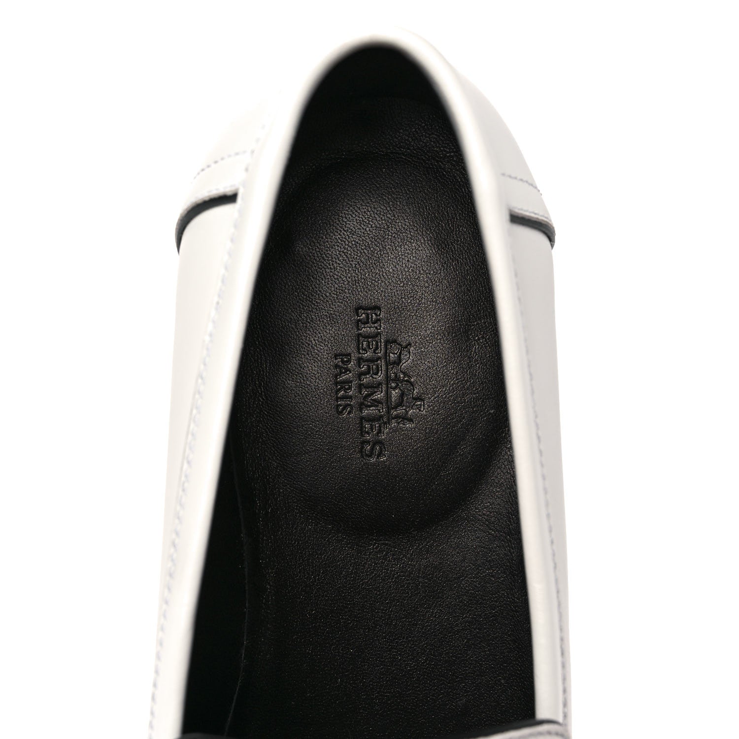 Hermes Calfskin Womens Paris Loafers 38.5 White 7 of 9