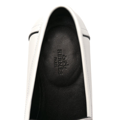 Hermes Calfskin Womens Paris Loafers 38.5 White 7 of 9