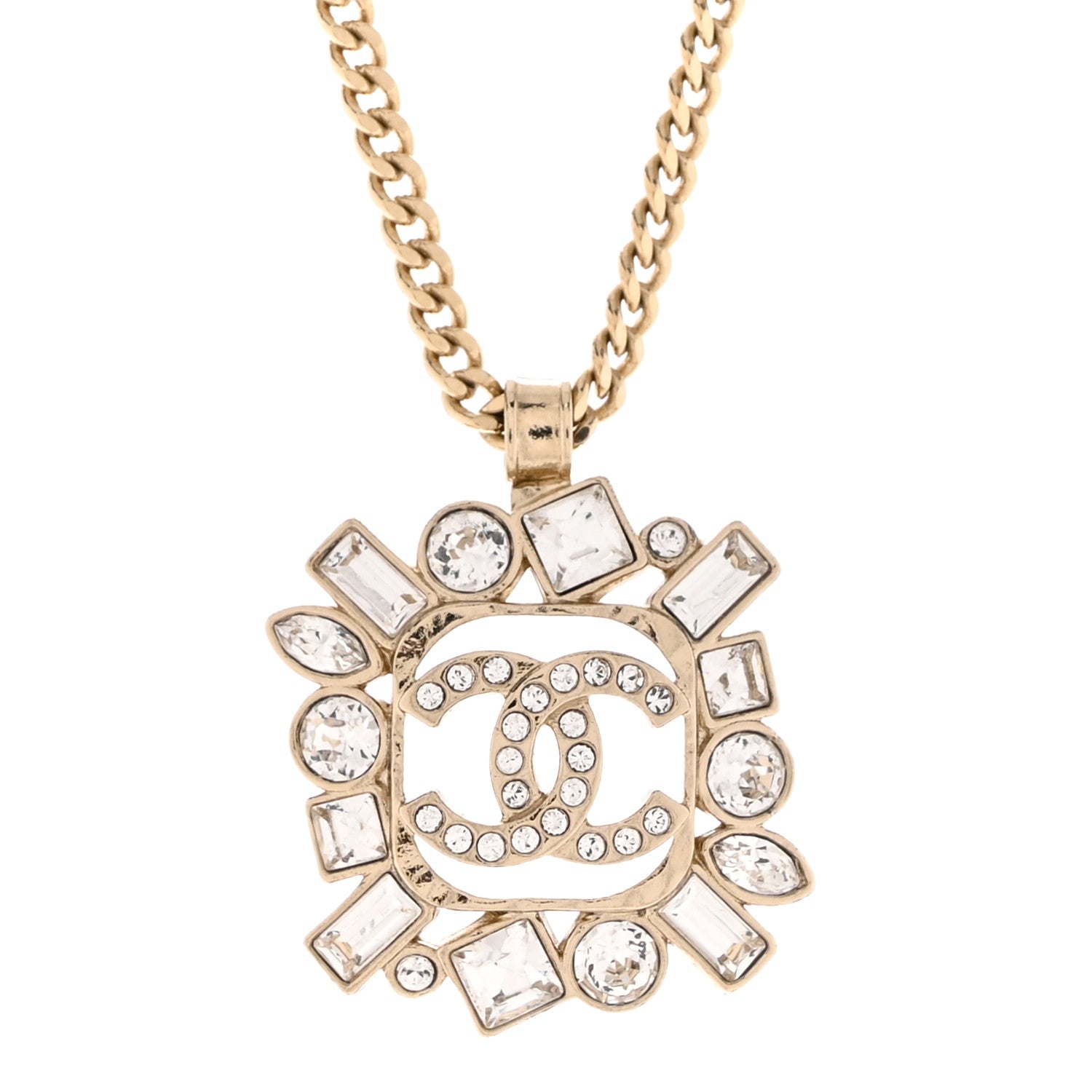Chanel Crystal Baguette CC Necklace Gold 4 of 6
