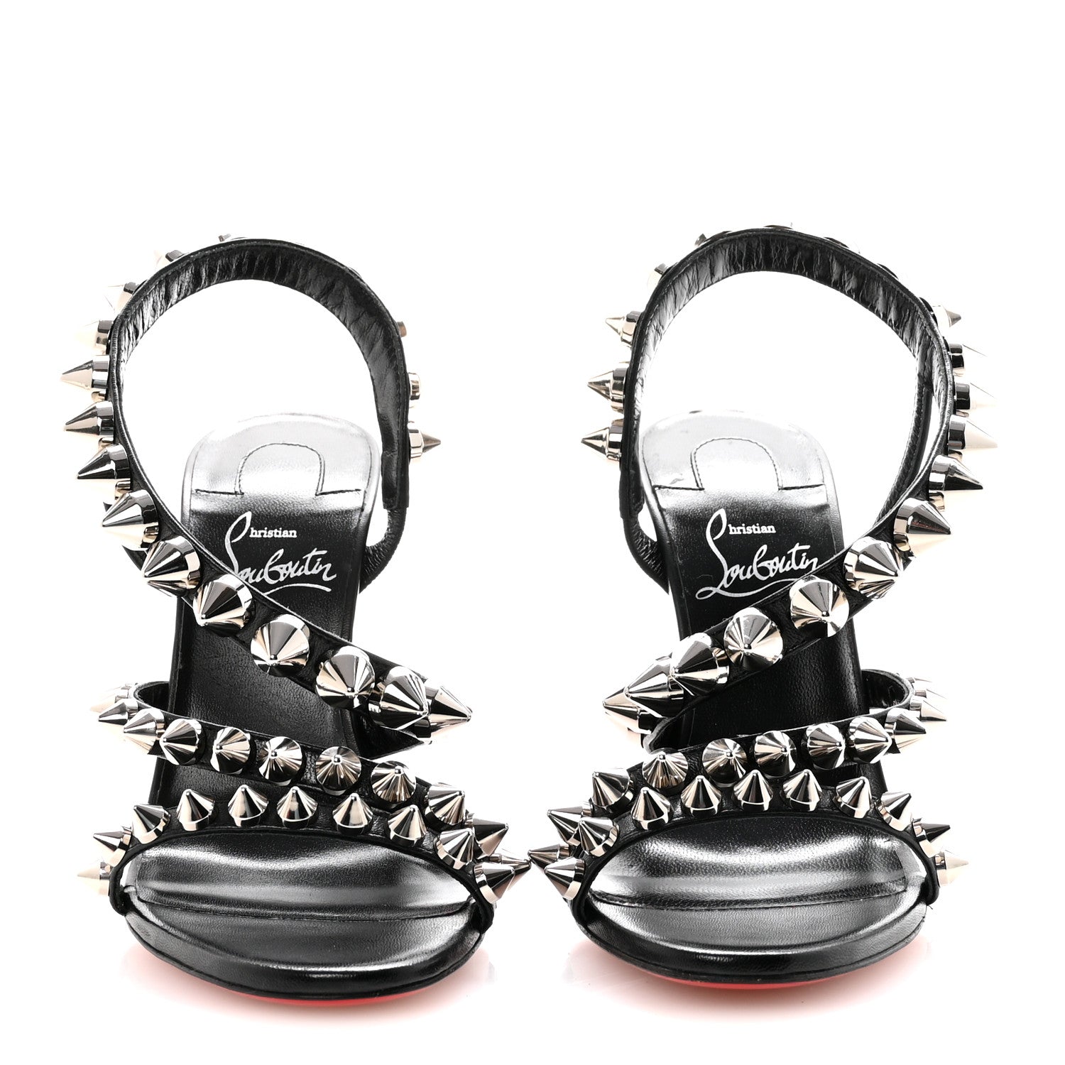 Christian Louboutin Calfskin Spikita Slingback 100 Stiletto Pumps 35.5 Black Silver 3 of 8