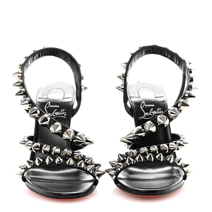 Christian Louboutin Calfskin Spikita Slingback 100 Stiletto Pumps 35.5 Black Silver 3 of 8