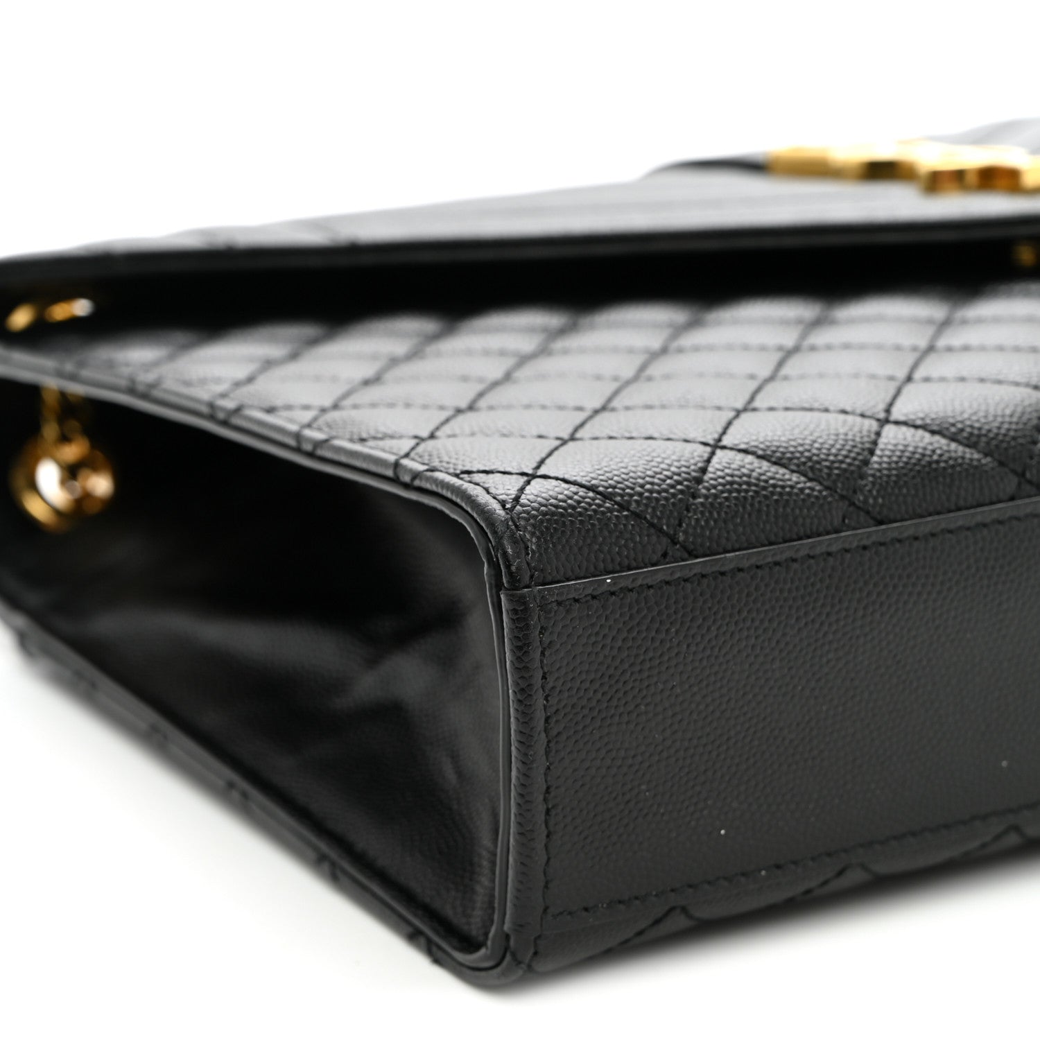 Saint Laurent Grain De Poudre Textured Mixed Matelasse Large Triquilt Monogram Satchel Black 9 of 10