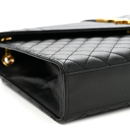 Saint Laurent Grain De Poudre Textured Mixed Matelasse Large Triquilt Monogram Satchel Black 9 of 10