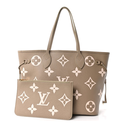 Louis Vuitton Empreinte Monogram Giant Neverfull MM Khaki Cream 2 of 10