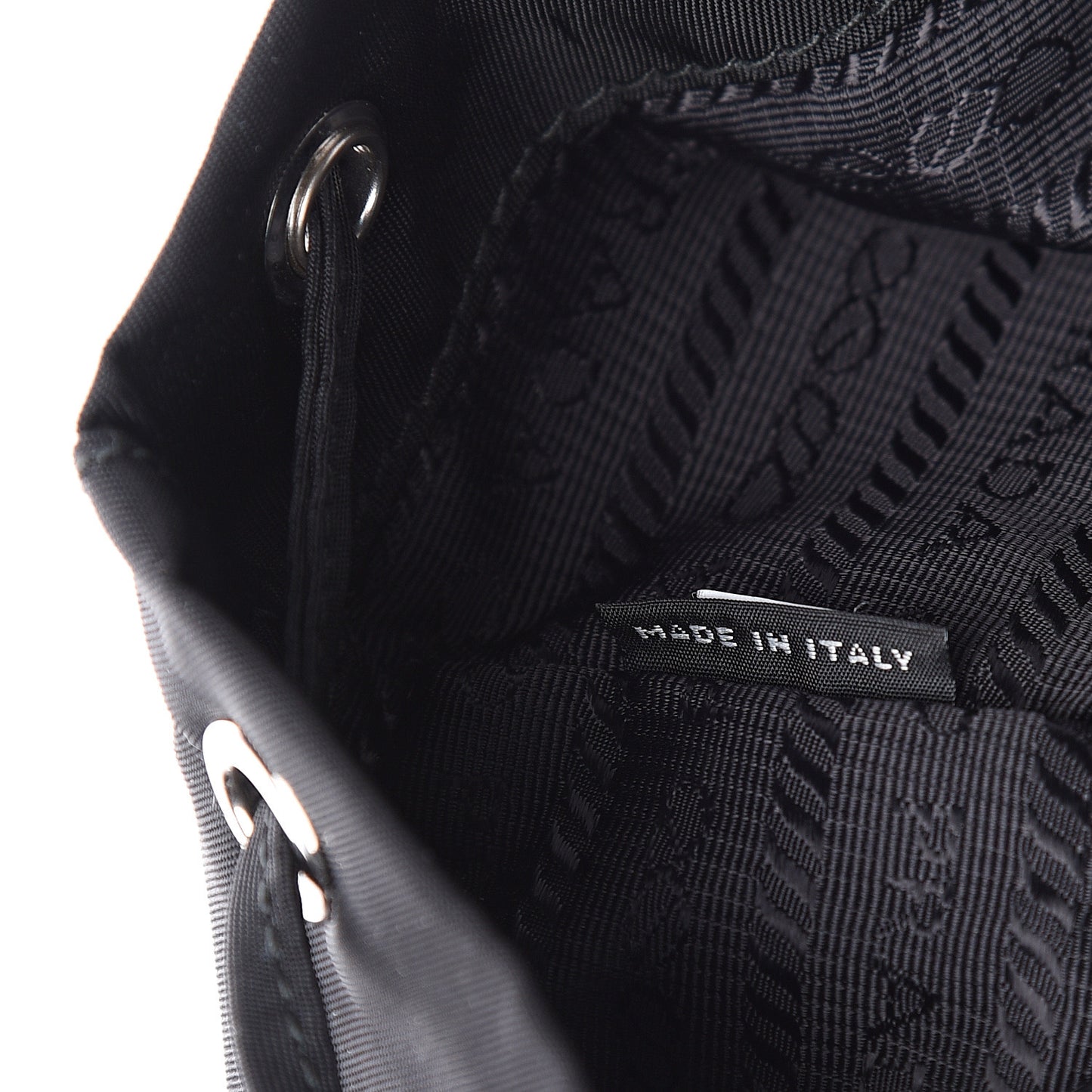 Saffiano Tessuto Nylon Vela Bucket Wristlet Black