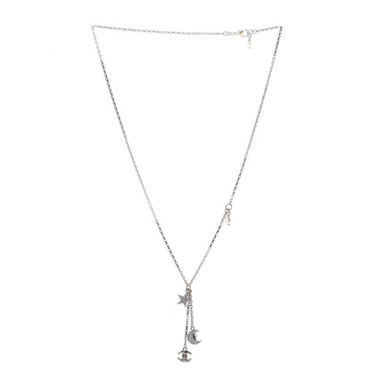 Chanel Crystal Pearl CC Moon Star Drop Necklace Gold 3 of 5