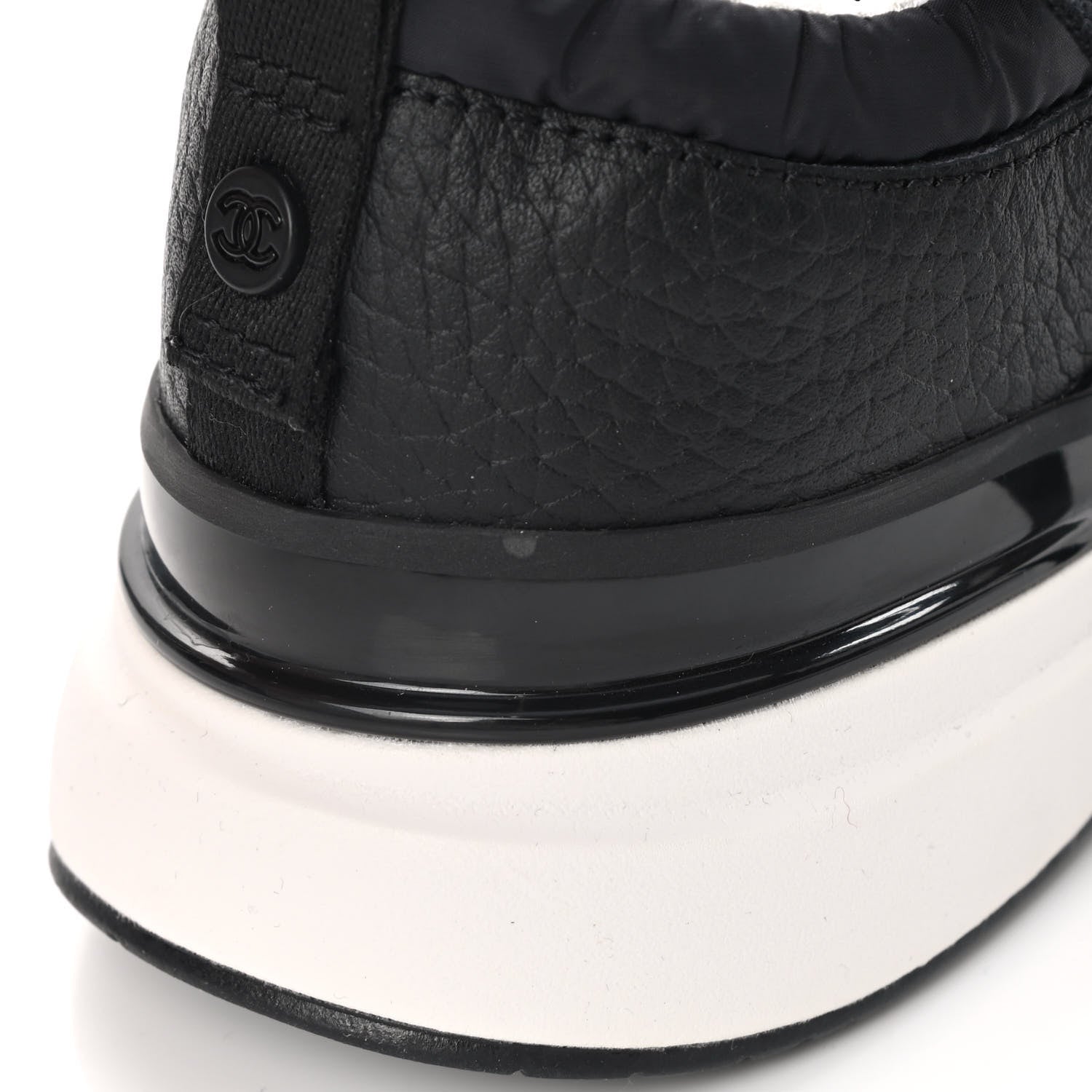Chanel Calfskin Mesh Lycra Suede Womens Logo Sneakers 38 Black 9 of 10