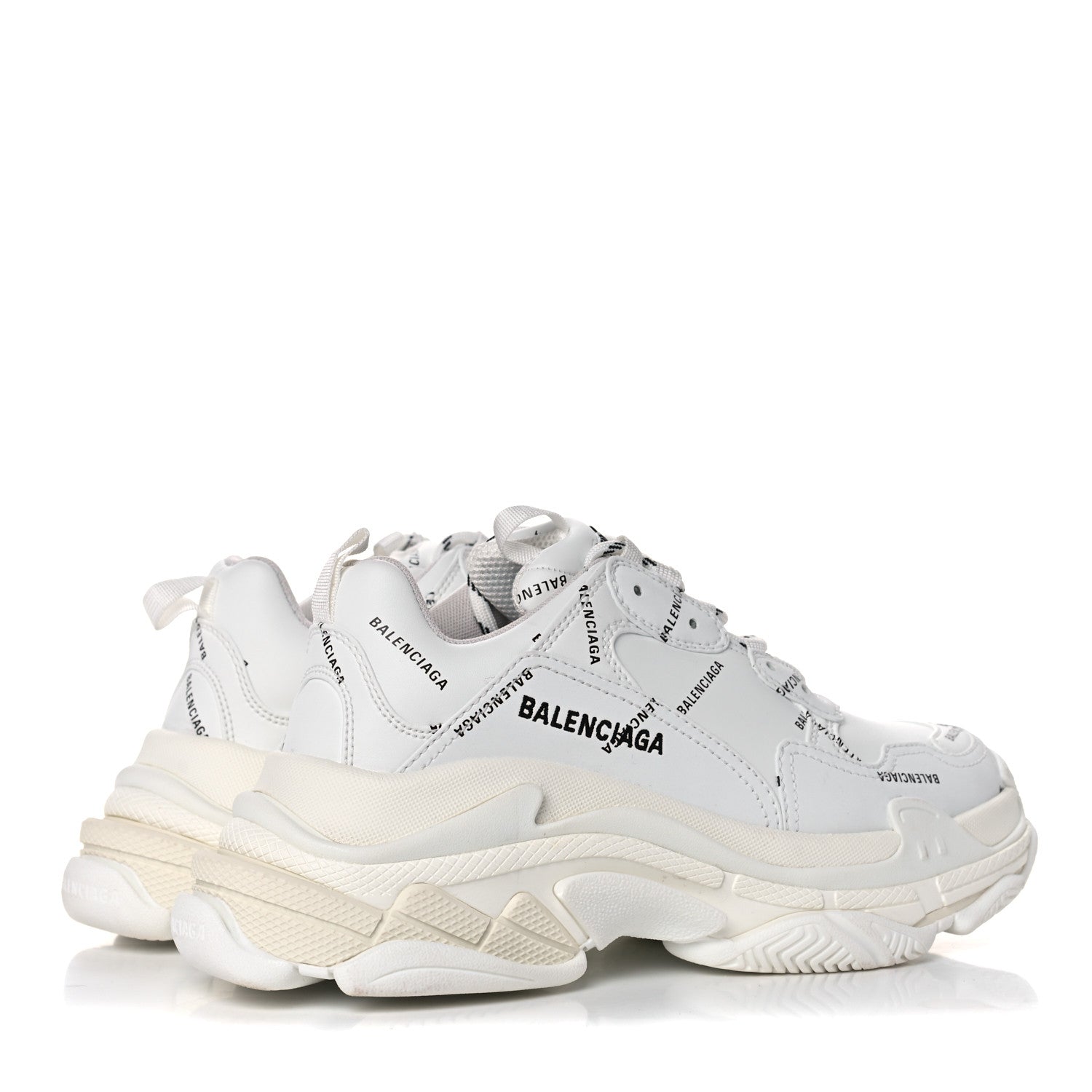 Balenciaga Technical Fabric Allover Logo Mens Triple S Sneakers 39 White Black 4 of 7