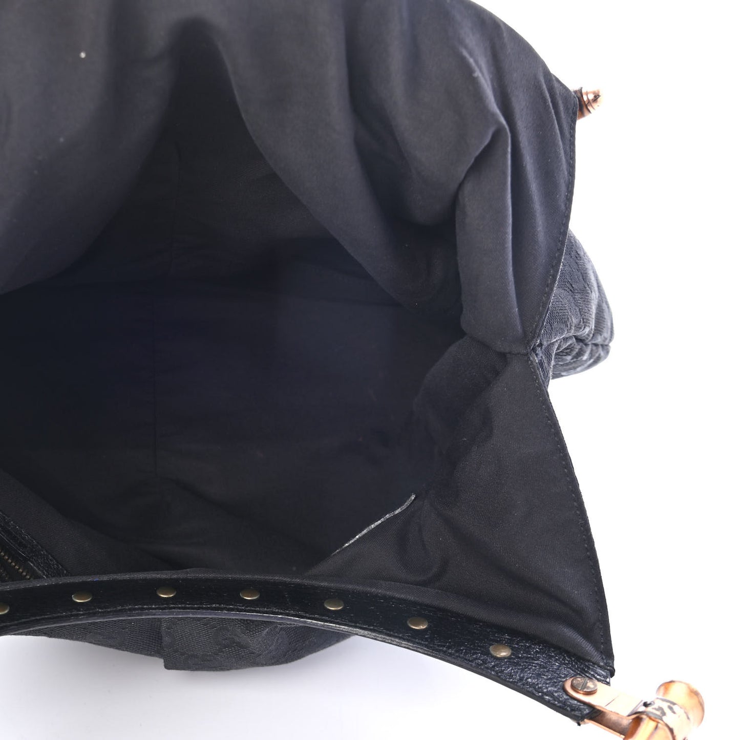 Monogram Bamboo Top Handle Shoulder Bag Black