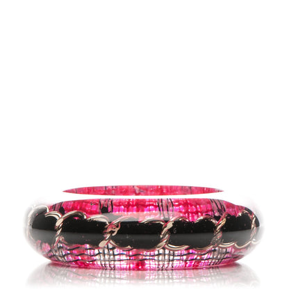 Chanel Resin Tweed Chain CC Bangle Transparent Pink 1 of 3