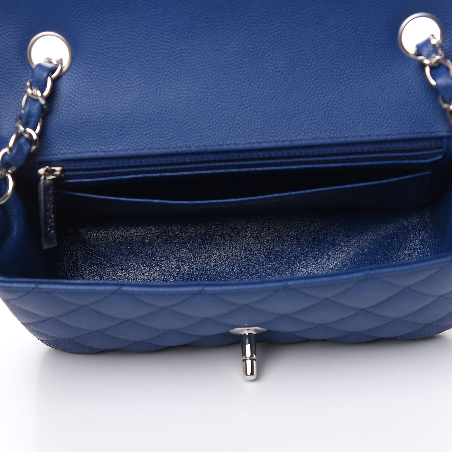 Caviar Quilted Mini Rectangular Flap Blue