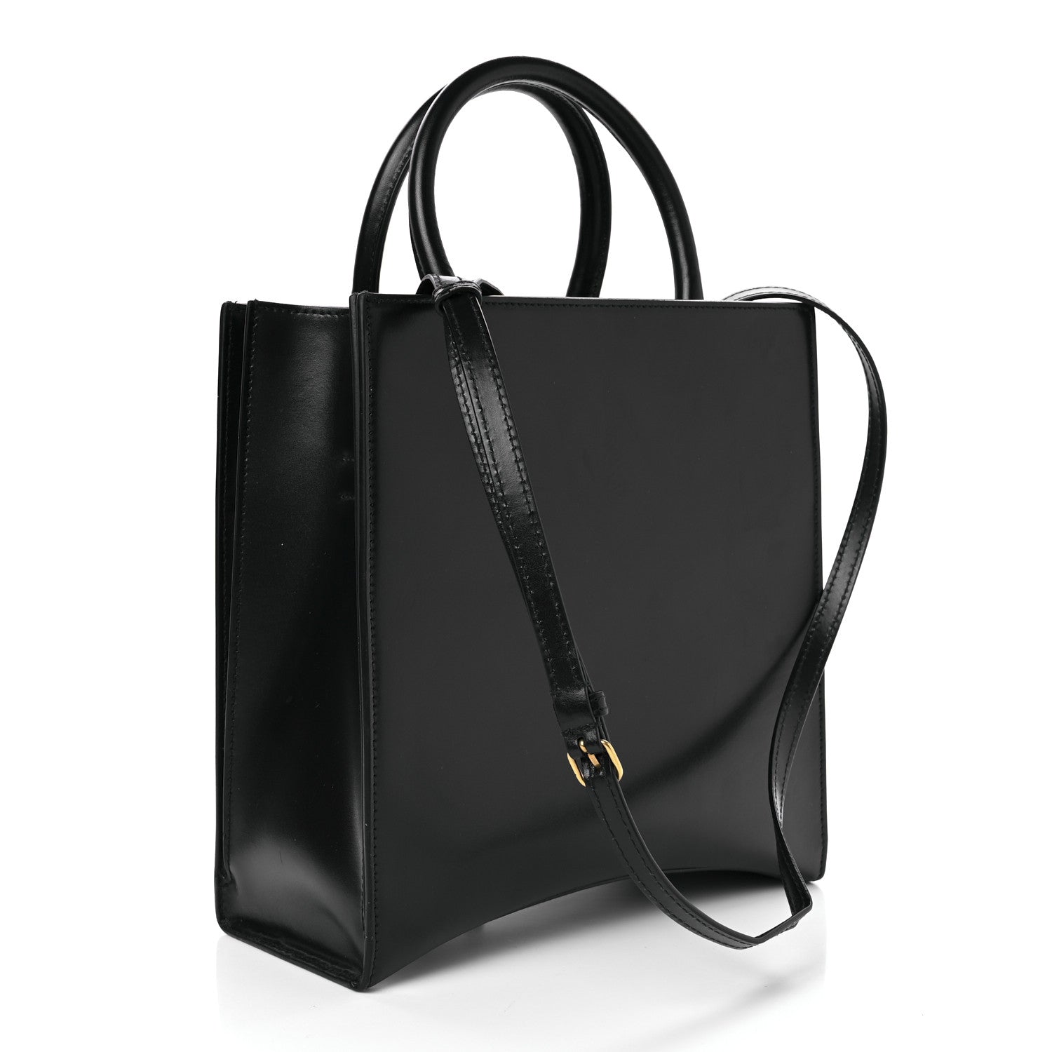 Balenciaga Shiny Box Calfskin Hourglass Tote Black 2 of 8