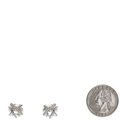 David Yurman Sterling Silver Diamond Crystal 10mm Cable Wrap Earrings 2 of 4