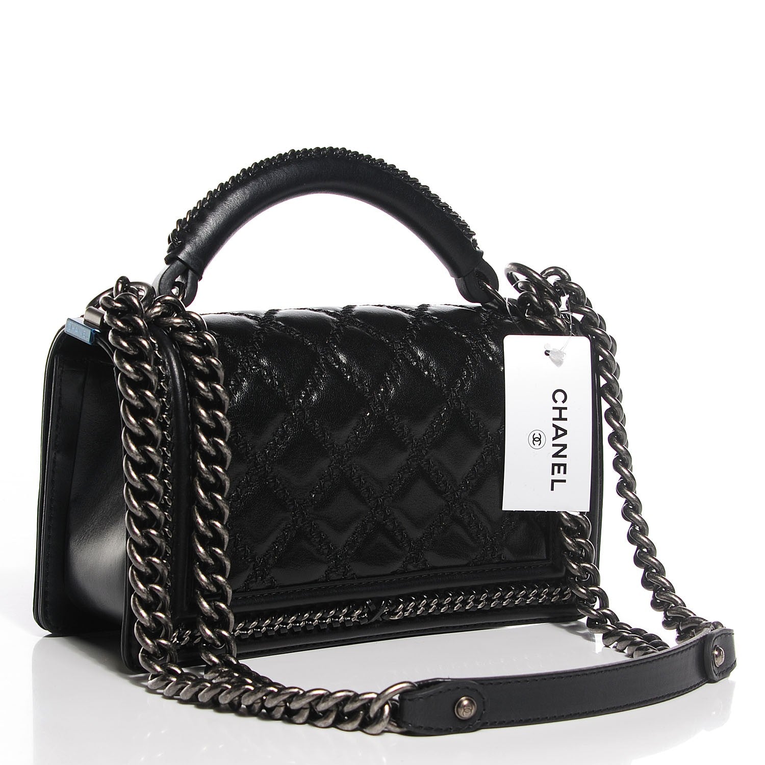 Chanel Goatskin Quilted Medium Boy Handle Flap Black 3 of 9