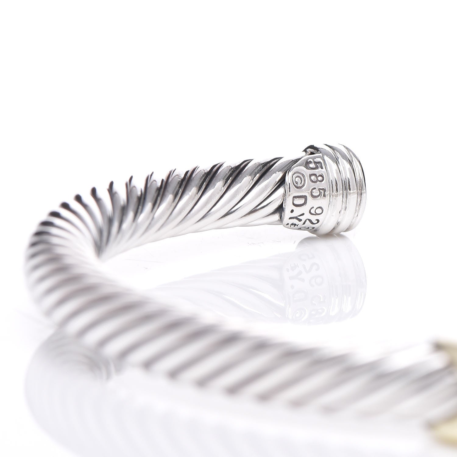 David Yurman Sterling Silver 14K Yellow Gold 5mm X Station Cable Bracelet 4 of 5