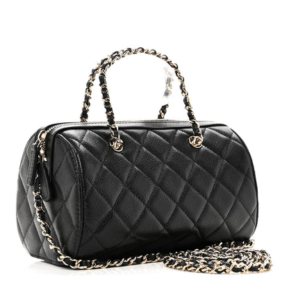 Chanel Caviar Quilted Barrel Clutch With Chain  Black 3 of 11