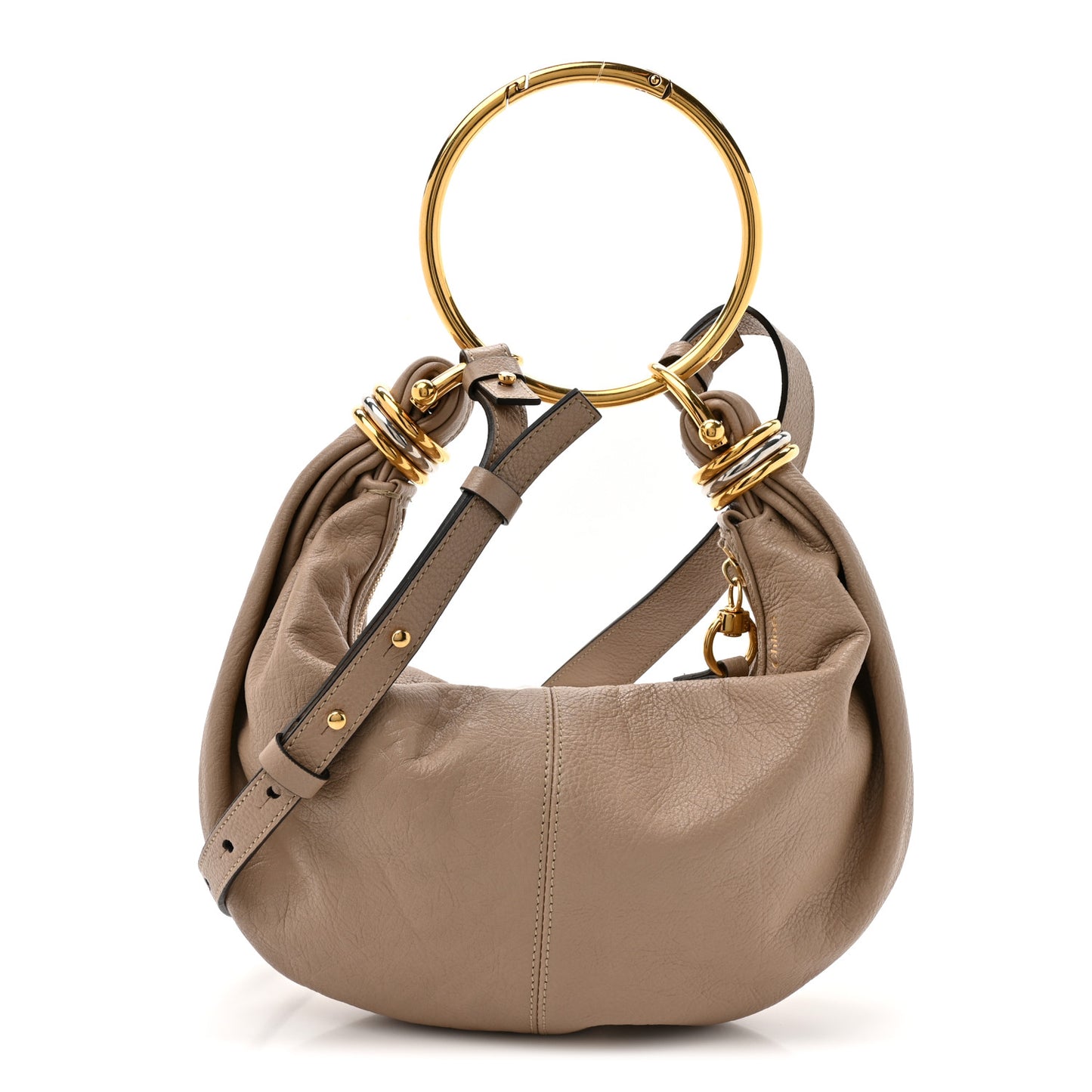 Grained Calfskin Small Bracelet Hobo Bag Woodrose