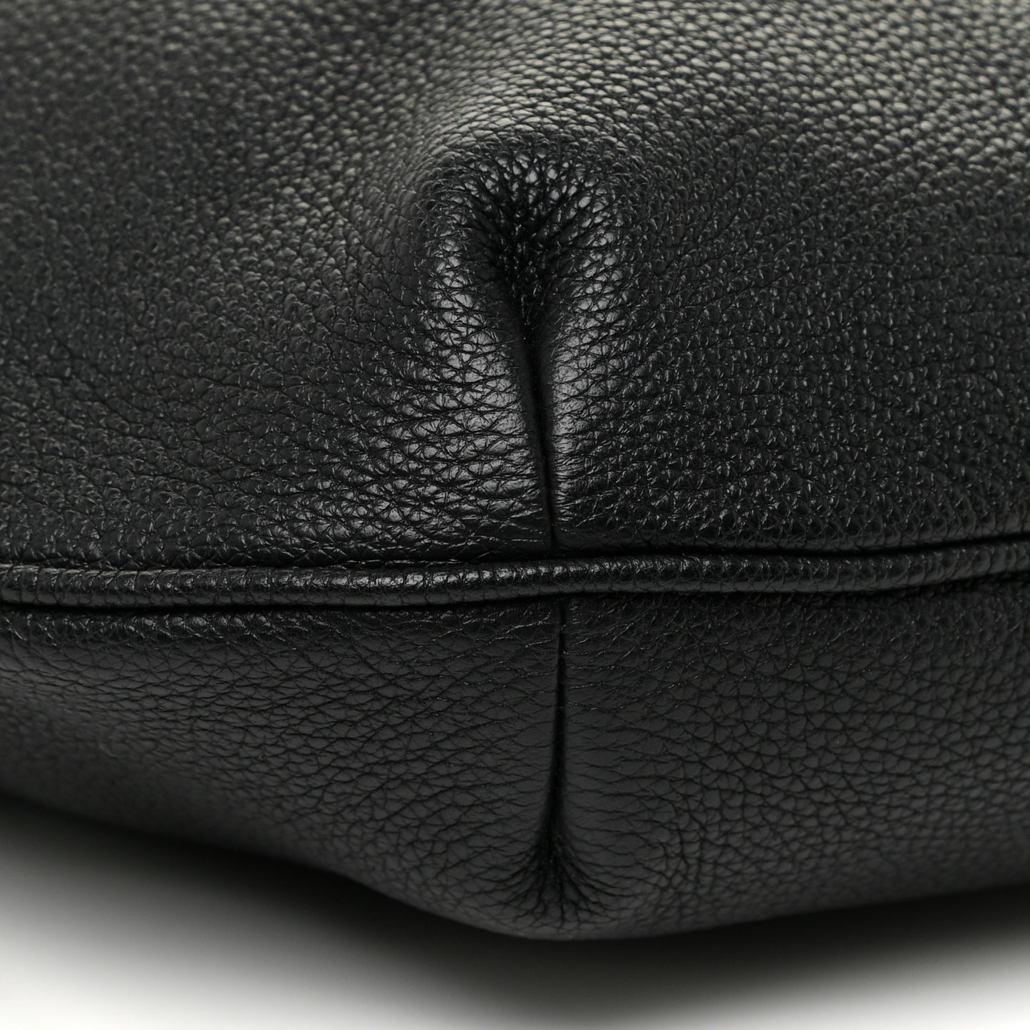 Grained Calfskin Logo Half Moon Hobo Black