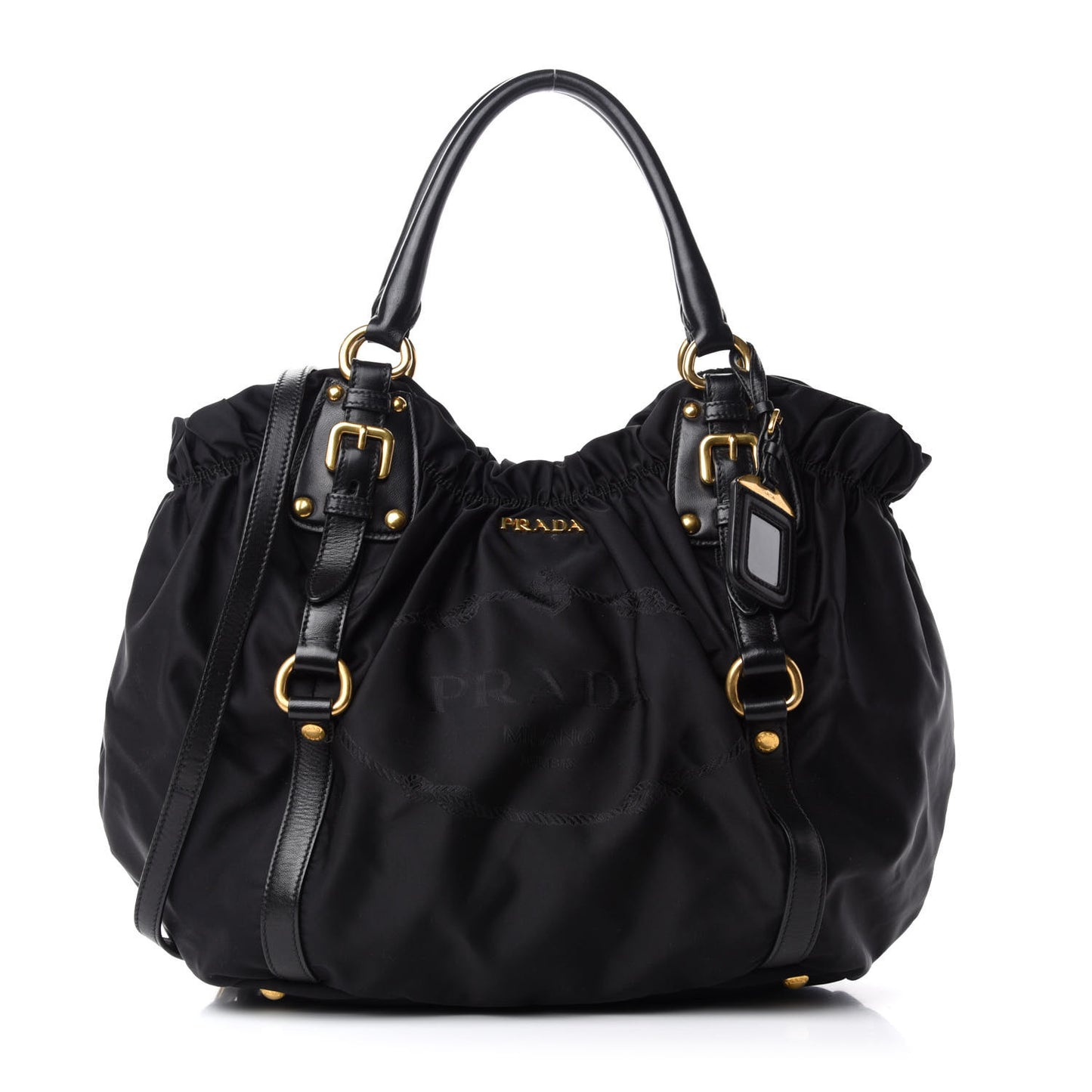 Tessuto Nylon Jacquard Logo Tote Black