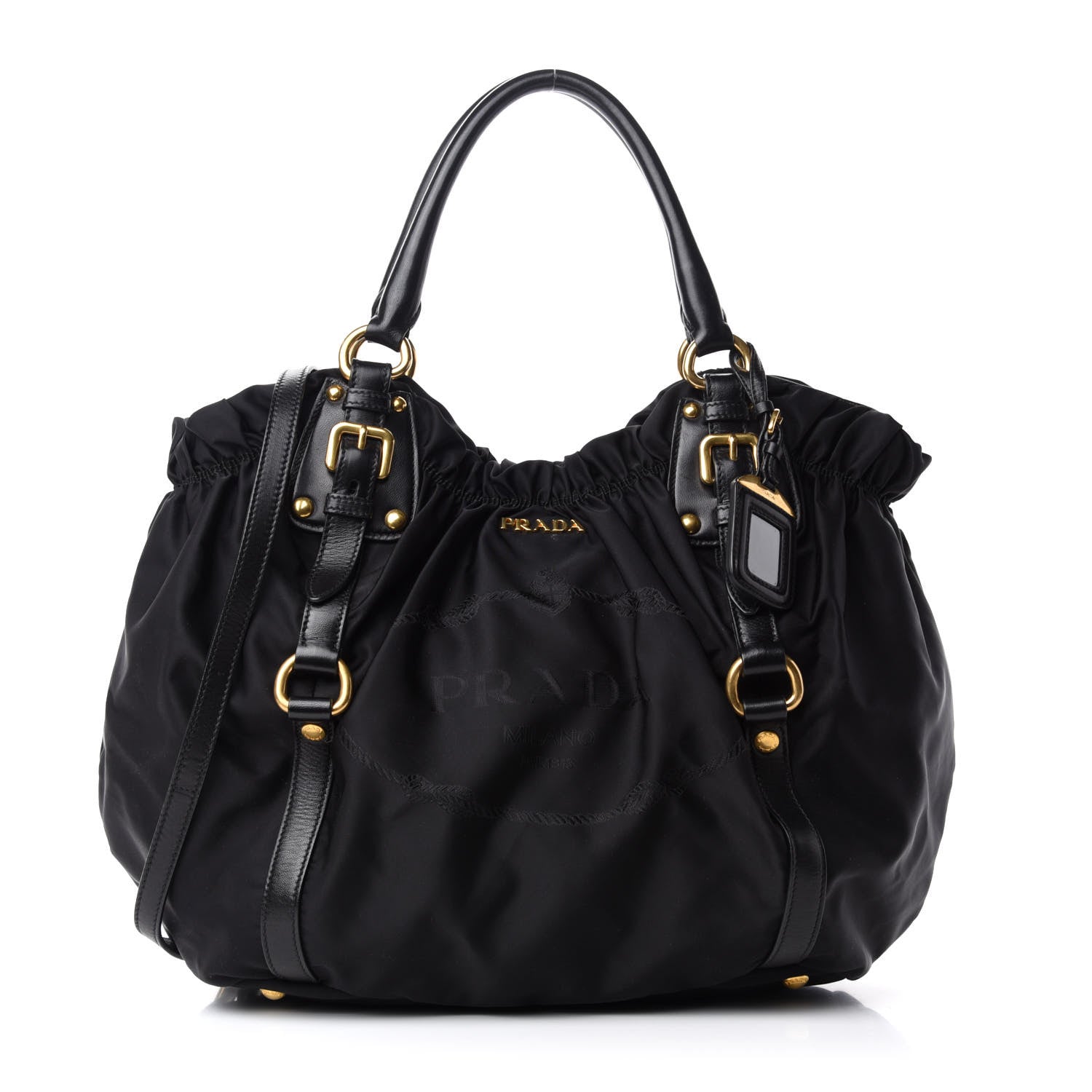 Prada Tessuto Nylon Jacquard Logo Tote Black 1 of 11