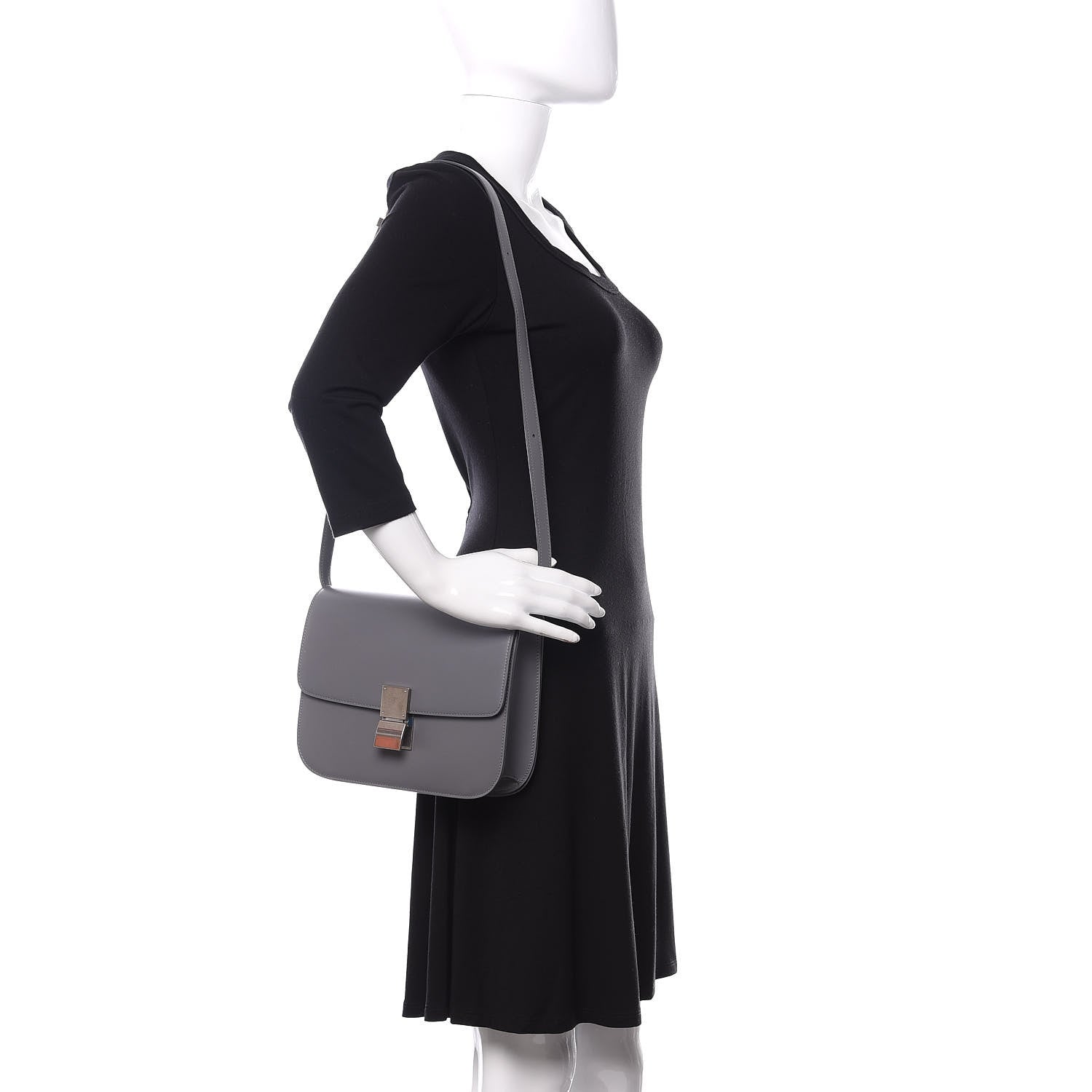 Celine Box Calfskin Classic Box Flap Bag Anthracite 2 of 11