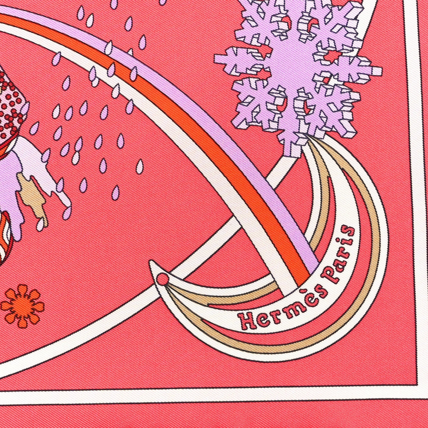 Silk Le Sacre De L'Hiver Pocket Square Rose Parme White