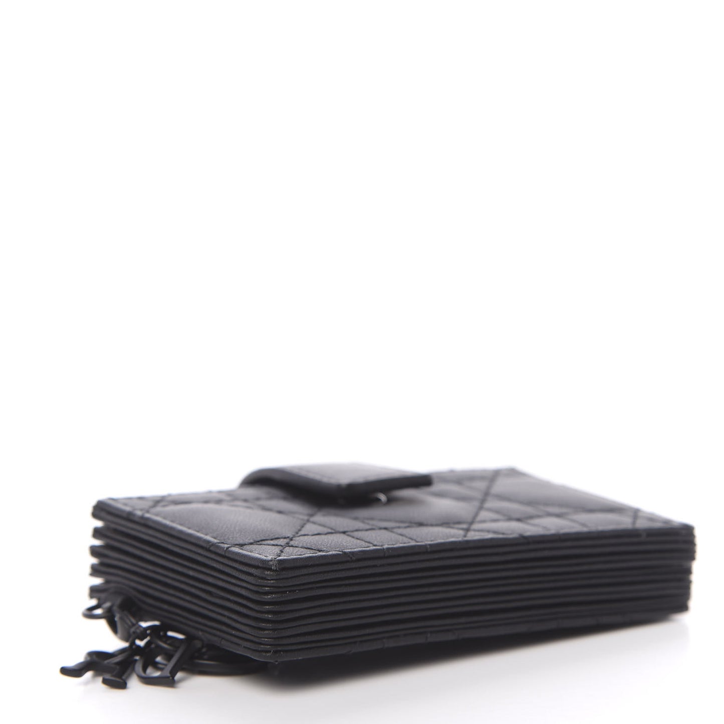 Ultra Matte Calfskin Cannage Lady Dior 5-Gusset Card Holder Black