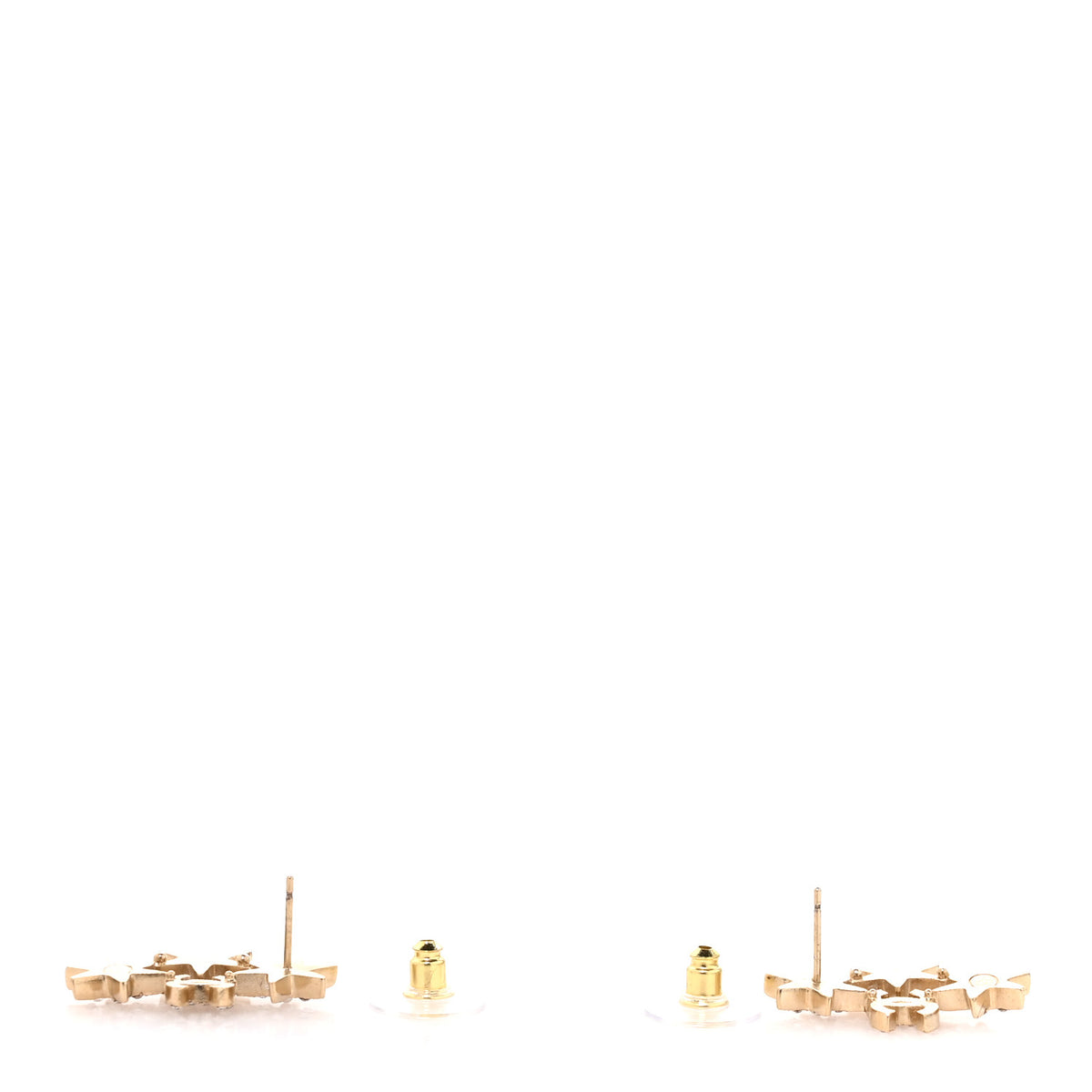 Crystal Pearl CC Star Earrings Gold