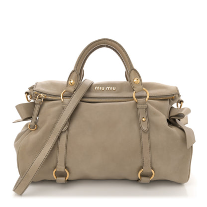 Miu Miu Vitello Medium Bow Bag Grey 1 of 15