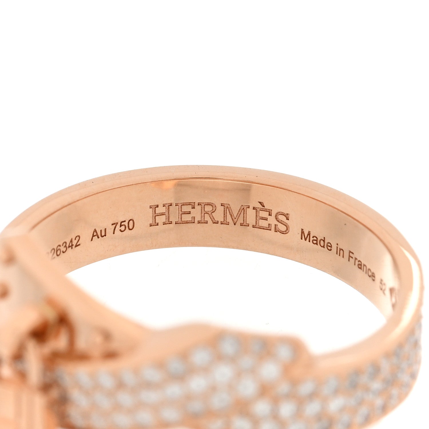 Hermes 18K Rose Gold Diamond Kelly Gavroche Ring 52 6 4 of 5
