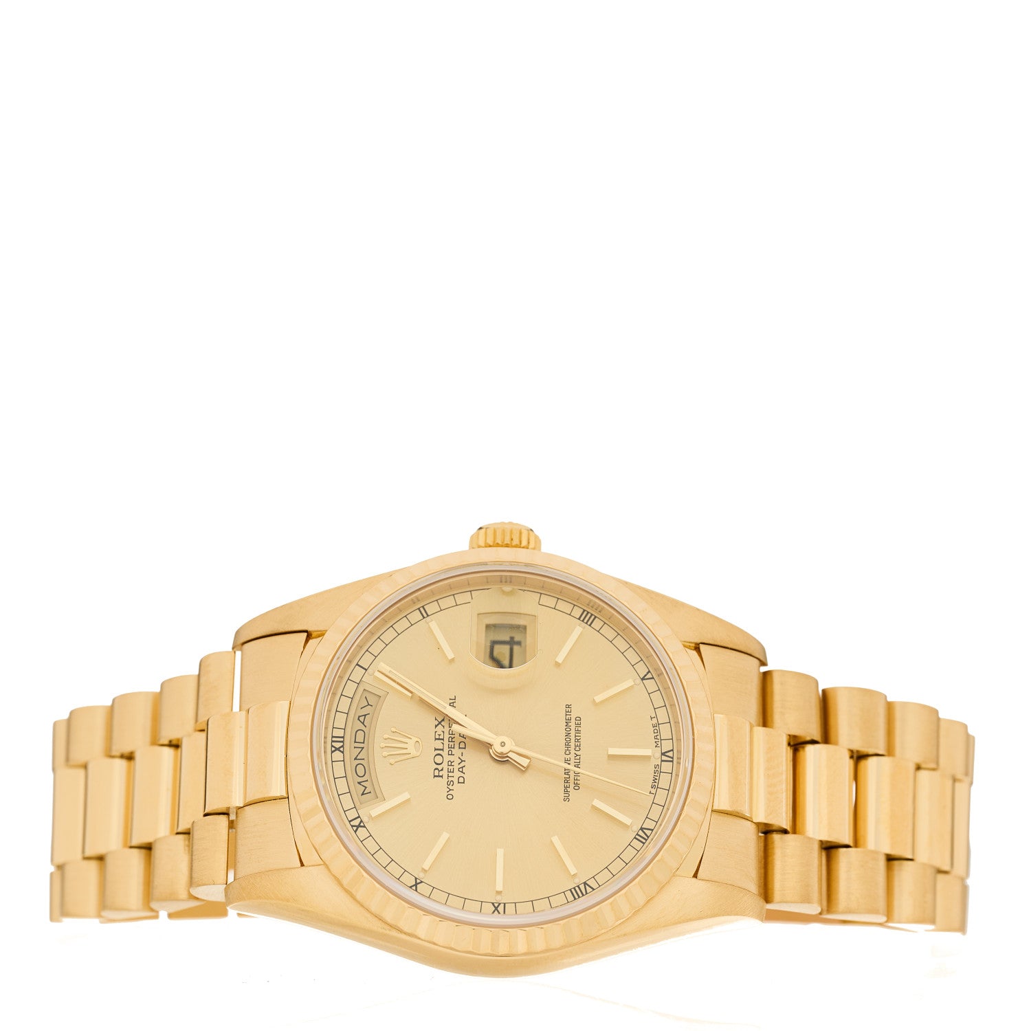 Rolex 18K Yellow Gold 36mm Oyster Perpetual Day-Date President Watch Champagne 18238 2 of 4