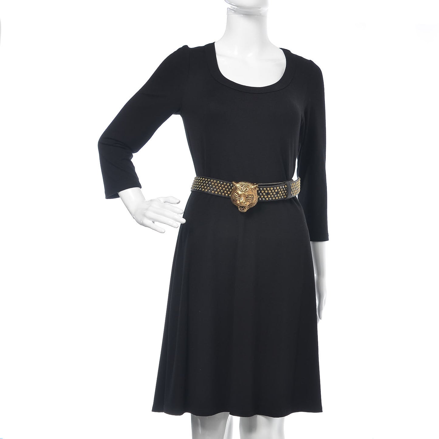Calfskin Studded Feline Belt 100 40 Black