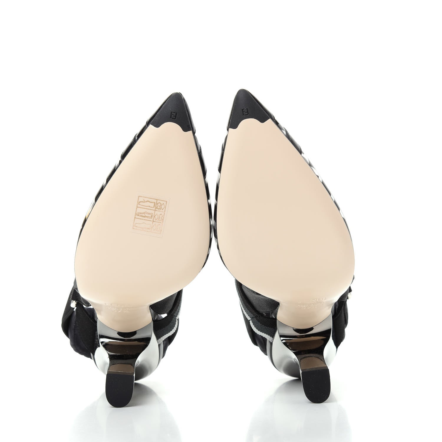Fendi PVC Calfskin FF Colibri Slingback High-Heel Pumps 37.5 Black 6 of 10