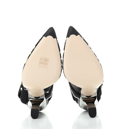 Fendi PVC Calfskin FF Colibri Slingback High-Heel Pumps 37.5 Black 6 of 10