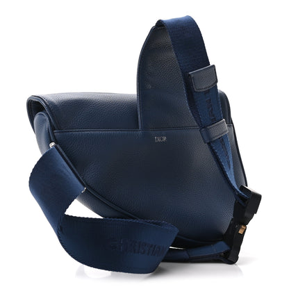 Christian Dior Grained Calfskin Mens Saddle Bag Navy Blue 3 of 10