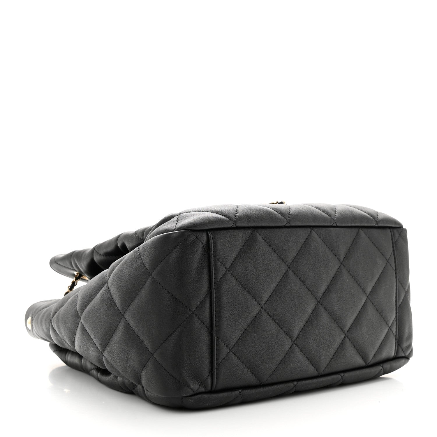 Chanel Lambskin Quilted Chain Drawstring Bag Black 4 of 10