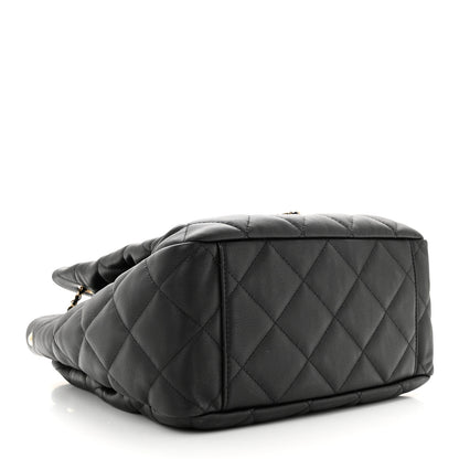 Chanel Lambskin Quilted Chain Drawstring Bag Black 4 of 10