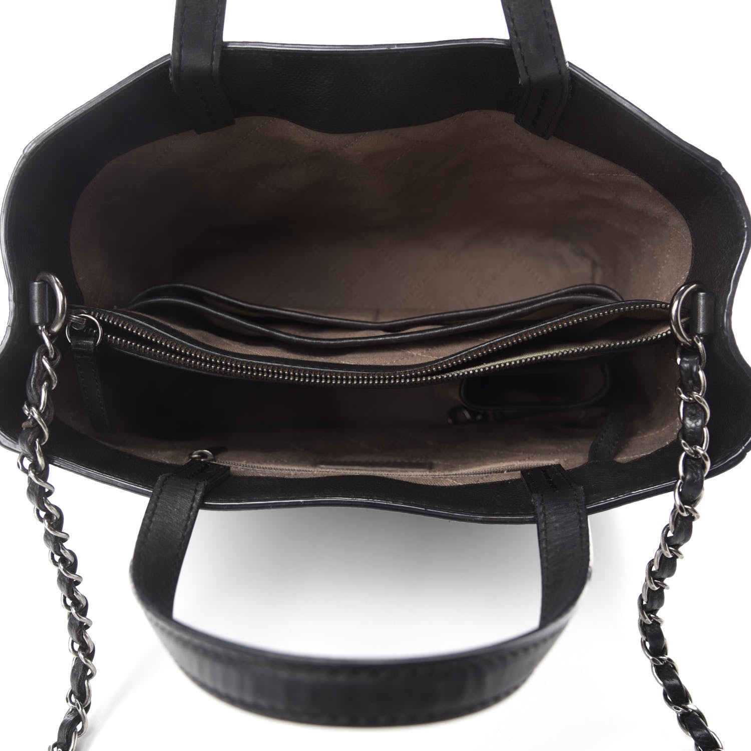 Chanel Calfskin Stitched Hamptons Tote Black 5 of 10