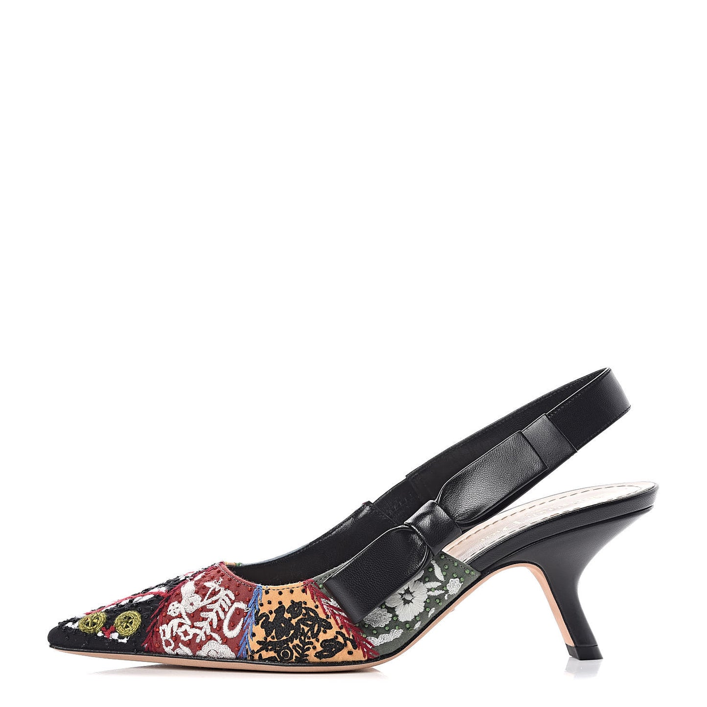 Embroidered Calfskin Beaded Sweet D Sling-Back Pumps 38 Multicolor
