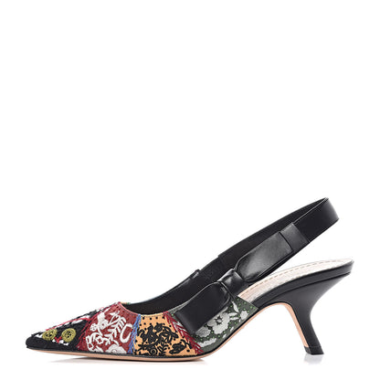 Christian Dior Embroidered Calfskin Beaded Sweet D Sling-Back Pumps 38 Multicolor 1 of 11