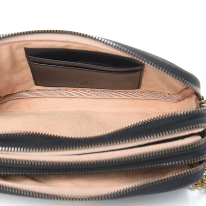 Gucci Calfskin Matelasse Mini GG Marmont Chain Crossbody Bag Black 5 of 14