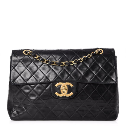Chanel Lambskin Quilted XL Jumbo Single Flap Black 1 of 9