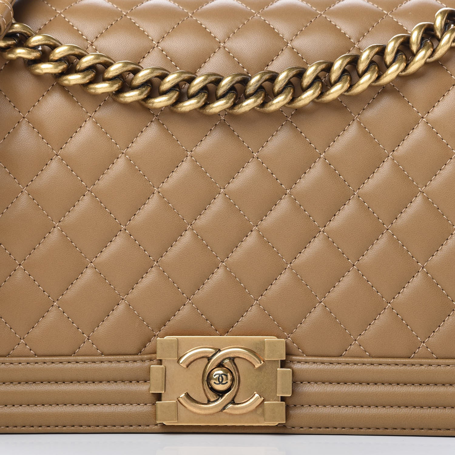Chanel Lambskin Quilted New Medium Boy Flap Beige 10 of 11
