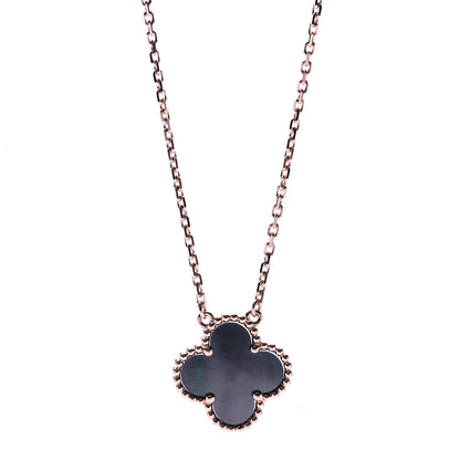 Van Cleef & Arpels 18K Rose Gold Gray Mother of Pearl Vintage Alhambra Pendant Necklace 1 of 6