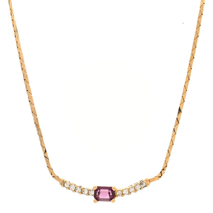 Christian Dior Crystal Baguette Necklace Gold Purple 1 of 4