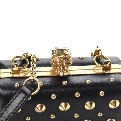 Alexander McQueen Nappa Studded Skull Box Chain Clutch Black Gold 10 of 10